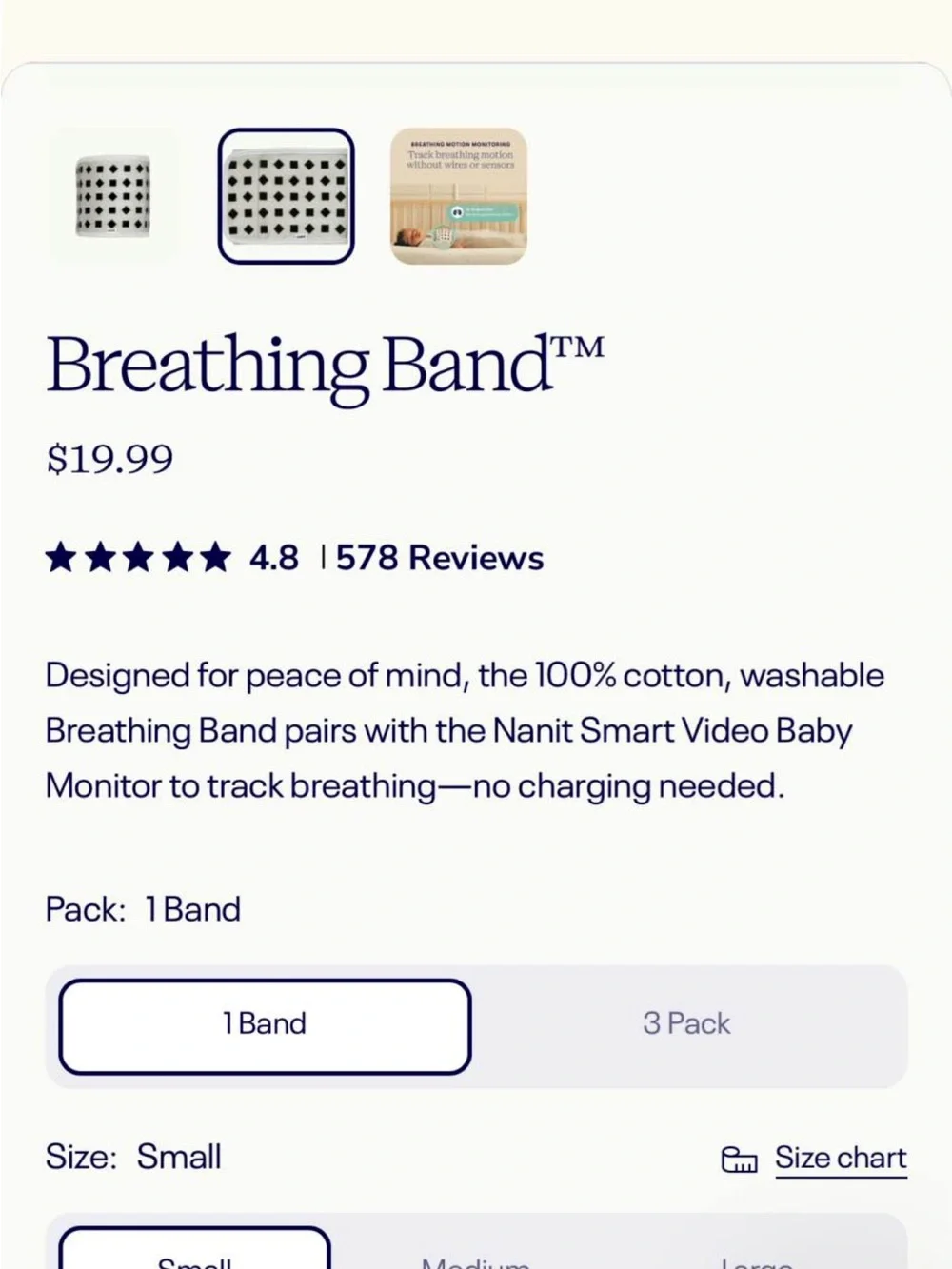 Nanit Breathing Band 0-3 Month